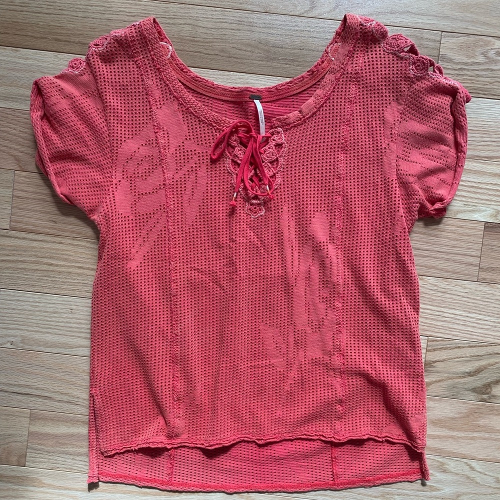 Free People Crochet Knit Short Sleeve Shirt - Picture 4 of 8